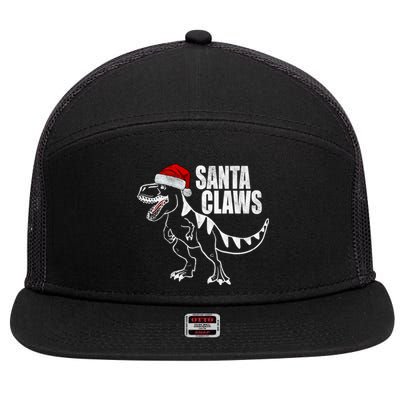 Santa Claws Dinosaur Christmas 7 Panel Mesh Trucker Snapback Hat