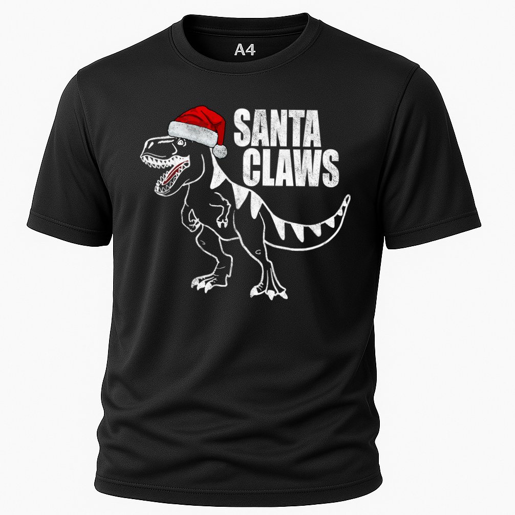 Santa Claws Dinosaur Christmas Cooling Performance Crew T-Shirt