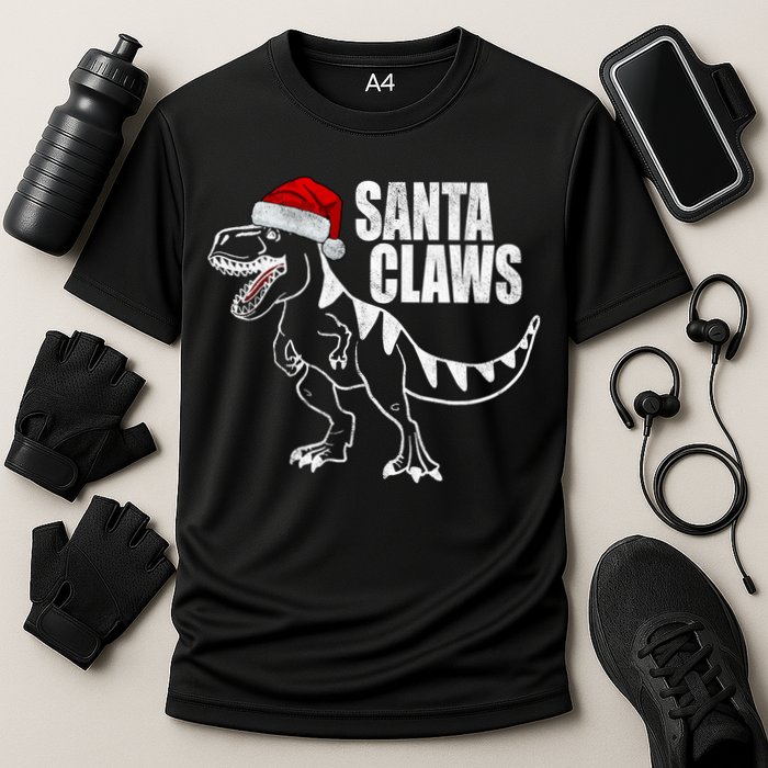 Santa Claws Dinosaur Christmas Cooling Performance Crew T-Shirt