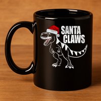 Santa Claws Dinosaur Christmas 11oz C Handle Ceramic Mug