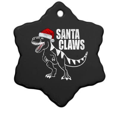 Santa Claws Dinosaur Christmas Ceramic Star Ornament