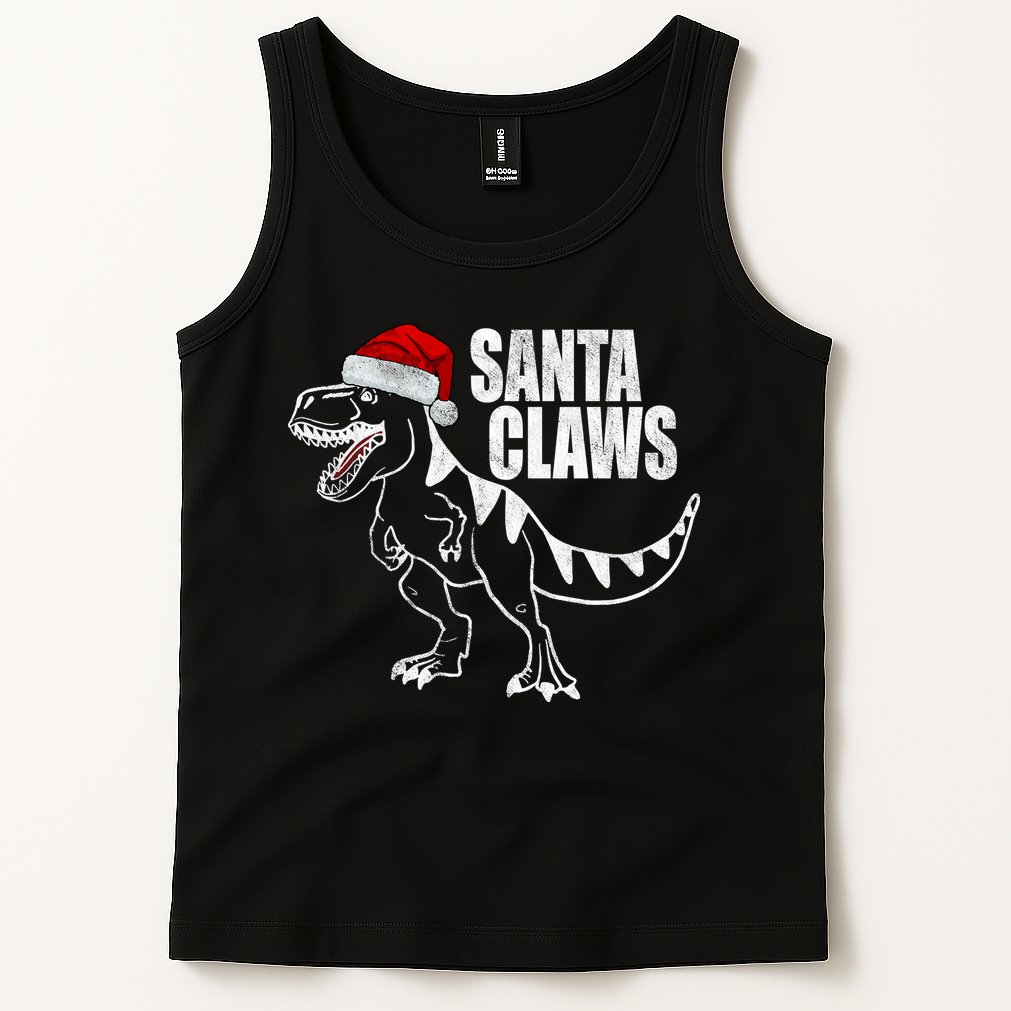 Santa Claws Dinosaur Christmas Tank Top