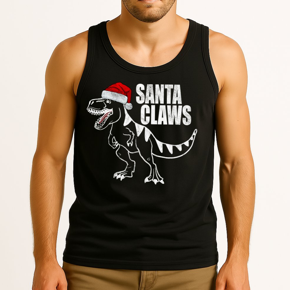 Santa Claws Dinosaur Christmas Tank Top