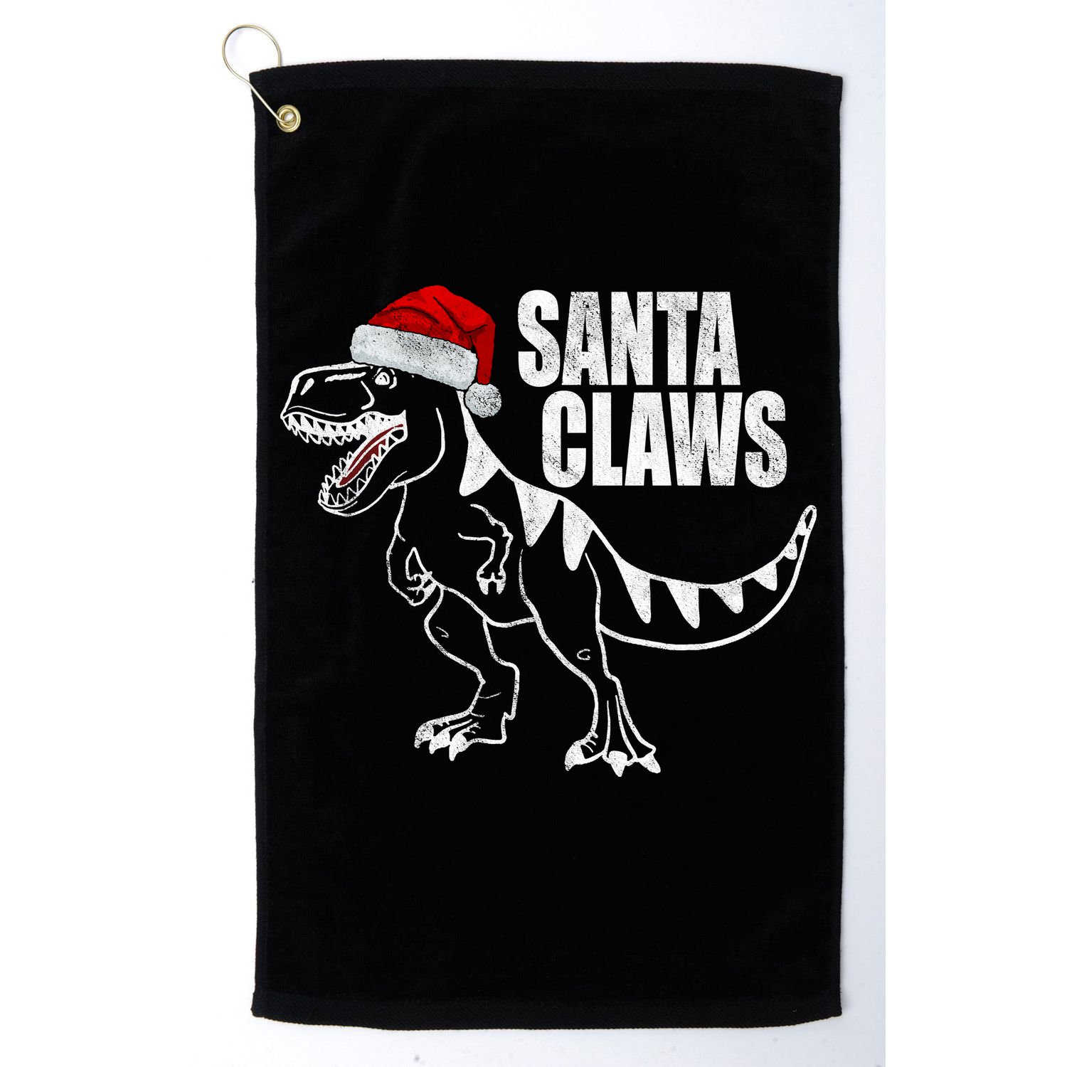 Santa Claws Dinosaur Christmas Golf Towel
