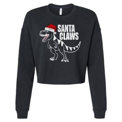 Santa Claws Dinosaur Christmas Cropped Pullover Crew