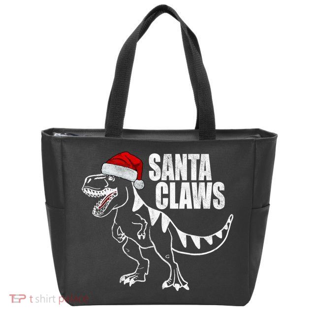 Santa Claws Dinosaur Christmas Zip Tote Bag