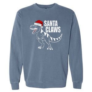 Santa Claws Dinosaur Christmas Garment-Dyed Sweatshirt