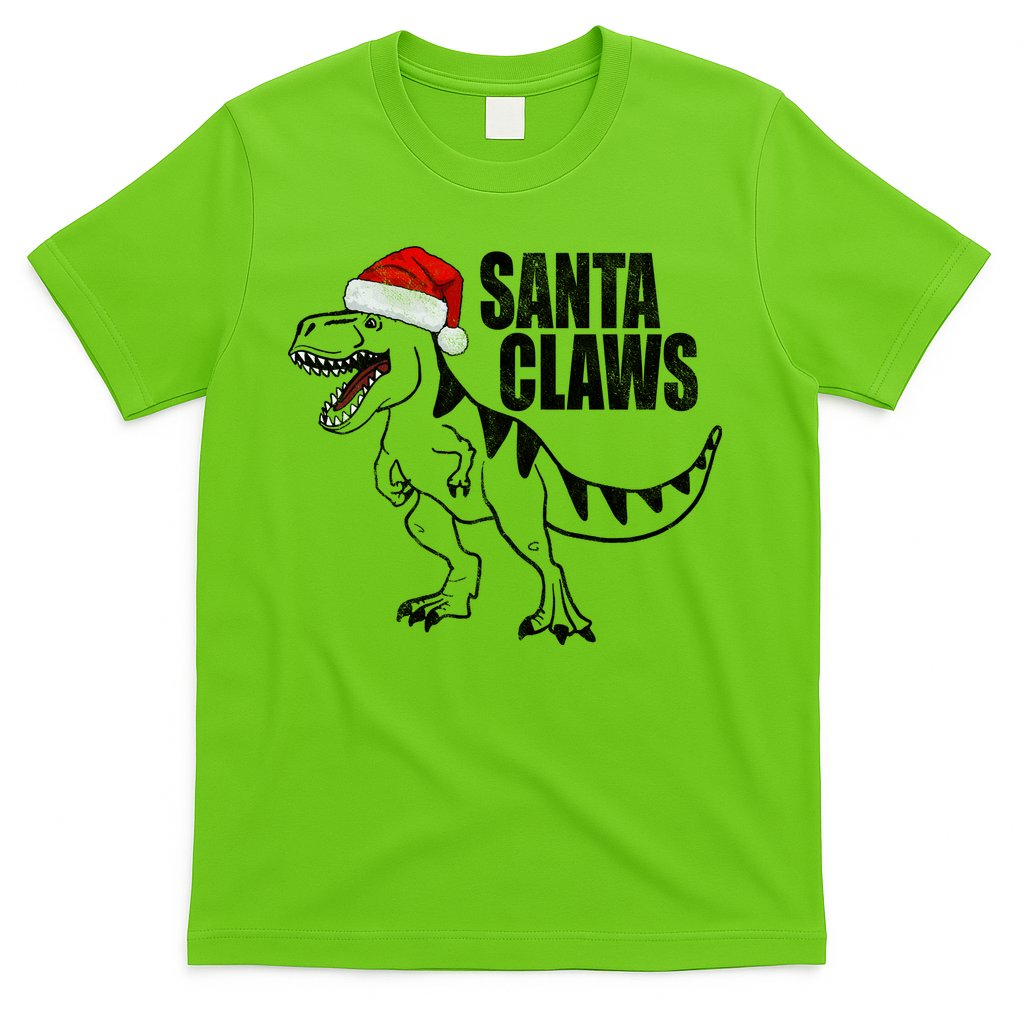 Santa Claws Dinosaur Christmas T-Shirt