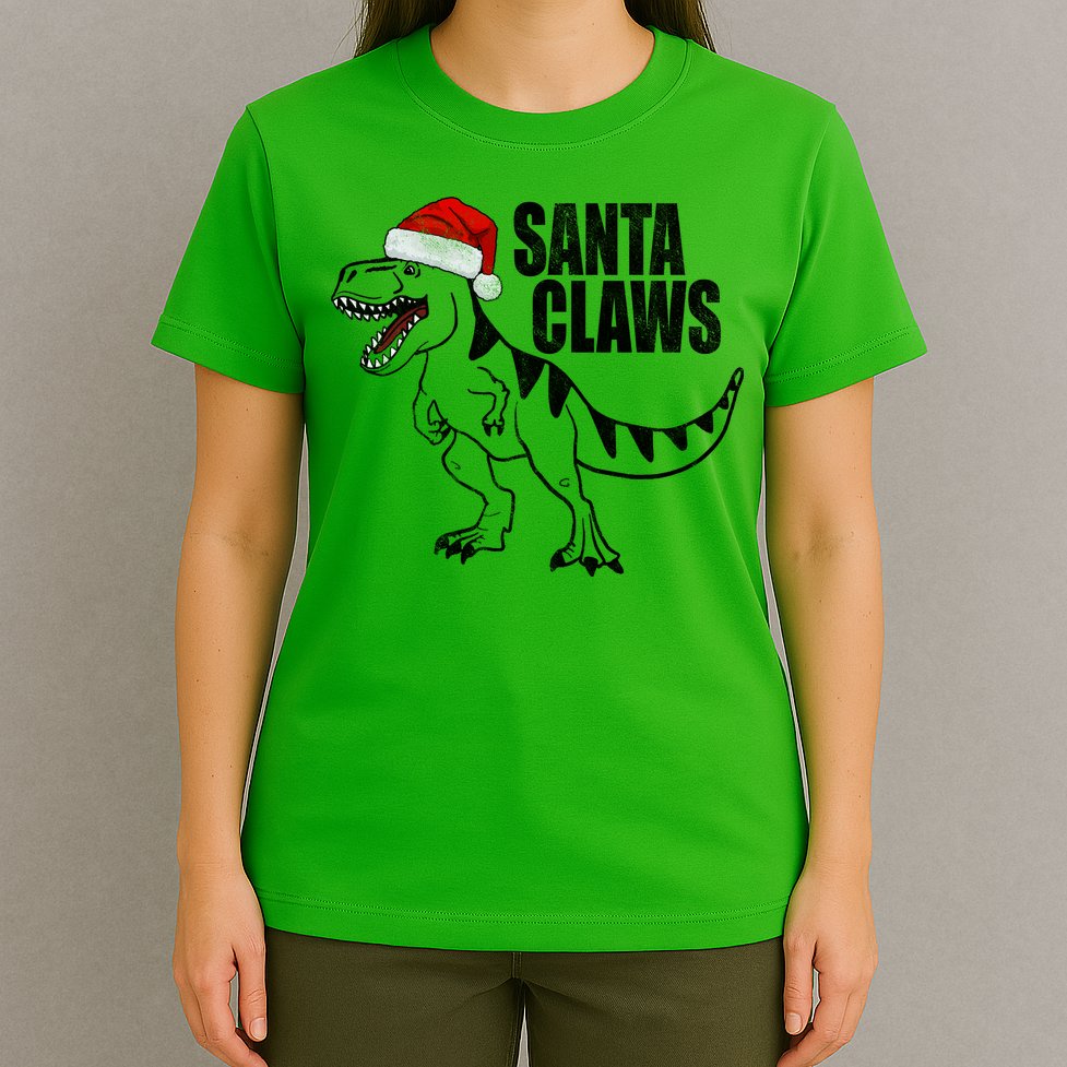 Santa Claws Dinosaur Christmas T-Shirt