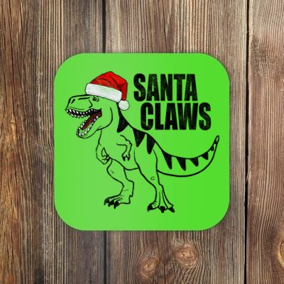 Santa Claws Dinosaur Christmas Coaster