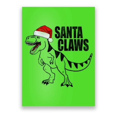 Santa Claws Dinosaur Christmas Poster