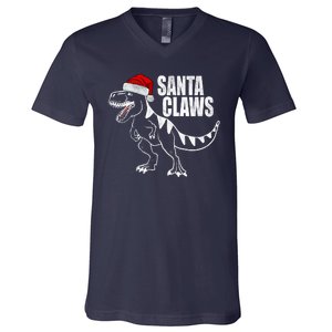 Santa Claws Dinosaur Christmas V-Neck T-Shirt