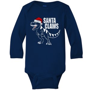 Santa Claws Dinosaur Christmas Baby Long Sleeve Bodysuit