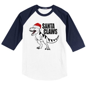 Santa Claws Dinosaur Christmas Baseball Sleeve Shirt