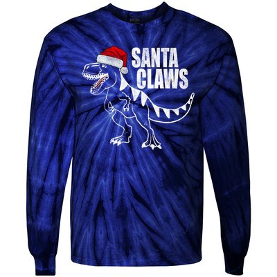 Santa Claws Dinosaur Christmas Tie-Dye Long Sleeve Shirt