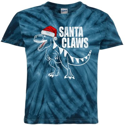 Santa Claws Dinosaur Christmas Kids Tie-Dye T-Shirt