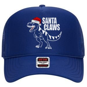 Santa Claws Dinosaur Christmas High Crown Mesh Back Trucker Hat