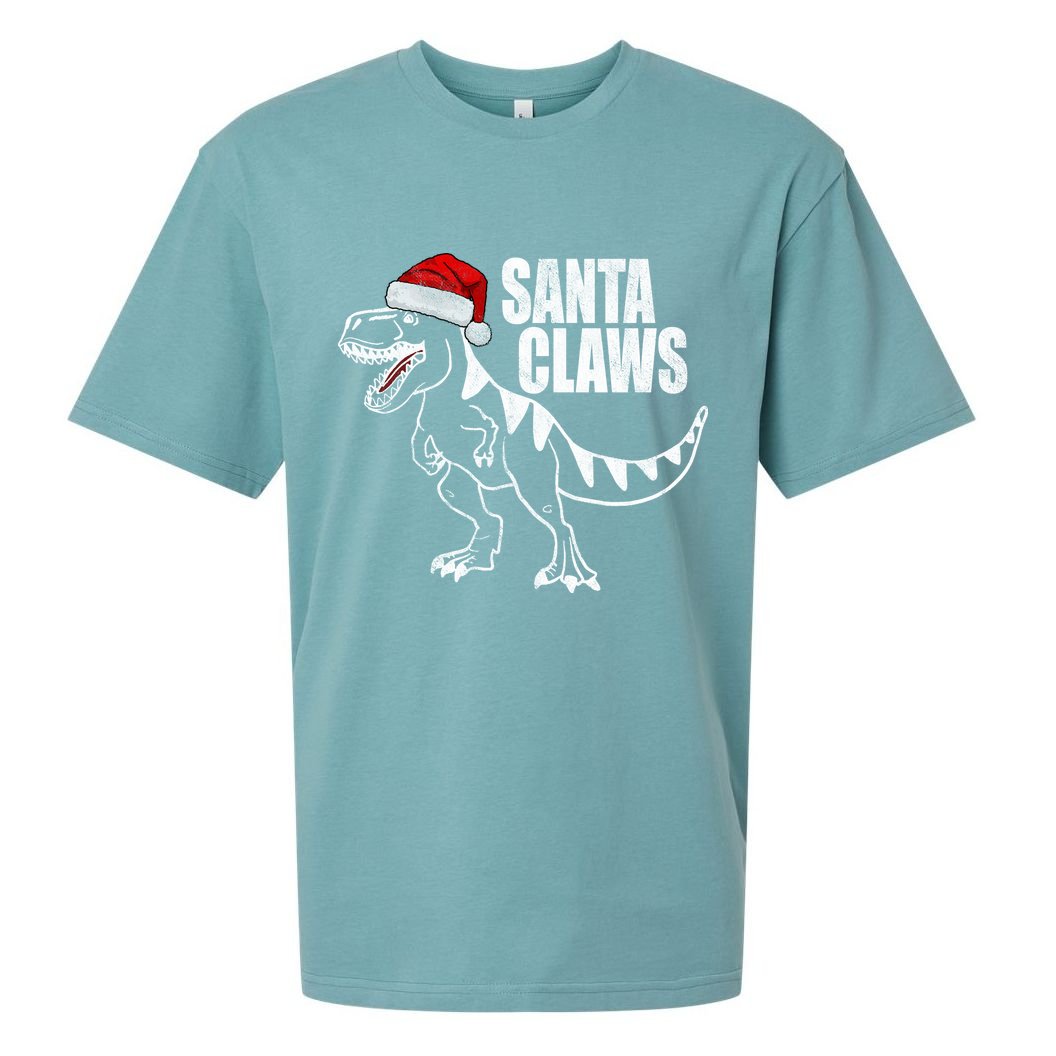 Santa Claws Dinosaur Christmas Sueded Cloud Jersey T-Shirt