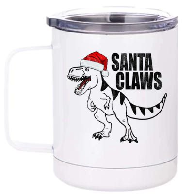 Santa Claws Dinosaur Christmas 12 oz Stainless Steel Tumbler Cup