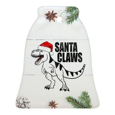 Santa Claws Dinosaur Christmas Ceramic Bell Ornament