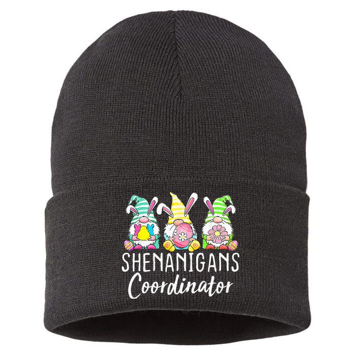 Shenanigans Coordinator Easter Bunny Gnomes Rabbit Eggs Hunt Sustainable Knit Beanie