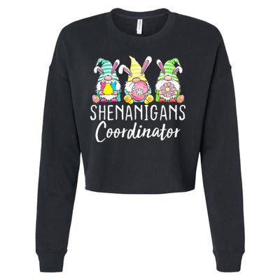 Shenanigans Coordinator Easter Bunny Gnomes Rabbit Eggs Hunt Cropped Pullover Crew