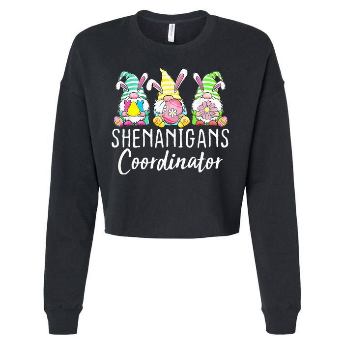 Shenanigans Coordinator Easter Bunny Gnomes Rabbit Eggs Hunt Cropped Pullover Crew