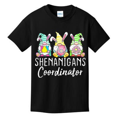 Shenanigans Coordinator Easter Bunny Gnomes Rabbit Eggs Hunt Kids T-Shirt