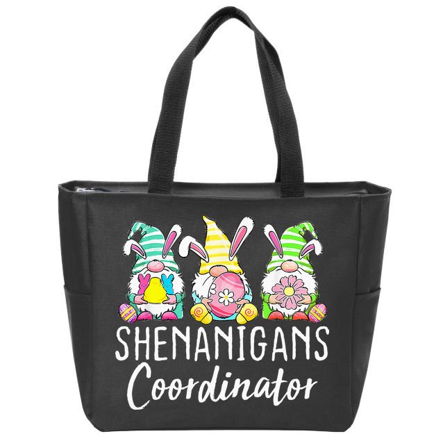 Shenanigans Coordinator Easter Bunny Gnomes Rabbit Eggs Hunt Zip Tote Bag