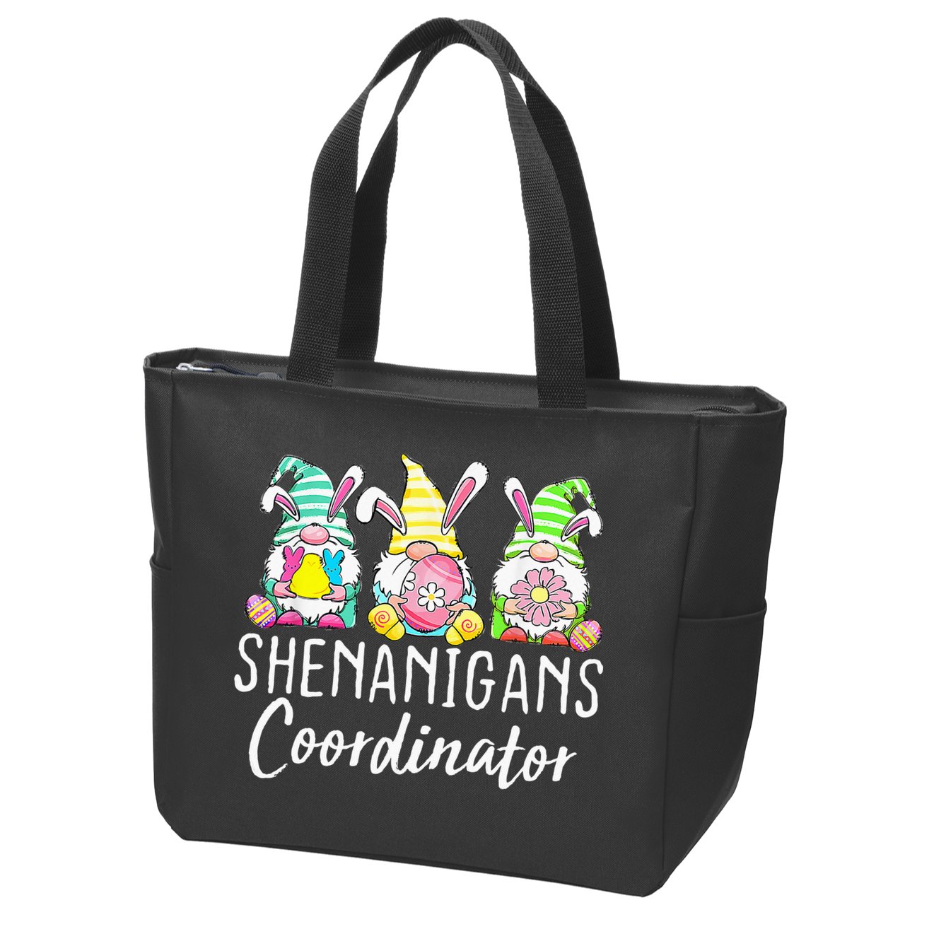 Shenanigans Coordinator Easter Bunny Gnomes Rabbit Eggs Hunt Zip Tote Bag