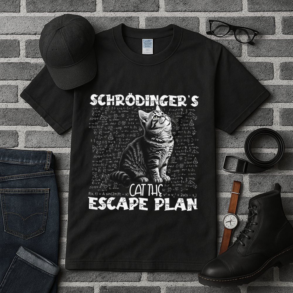 SchröDingerS Cat Escape Plan Phyzique Design Funny Cat Tall T-Shirt