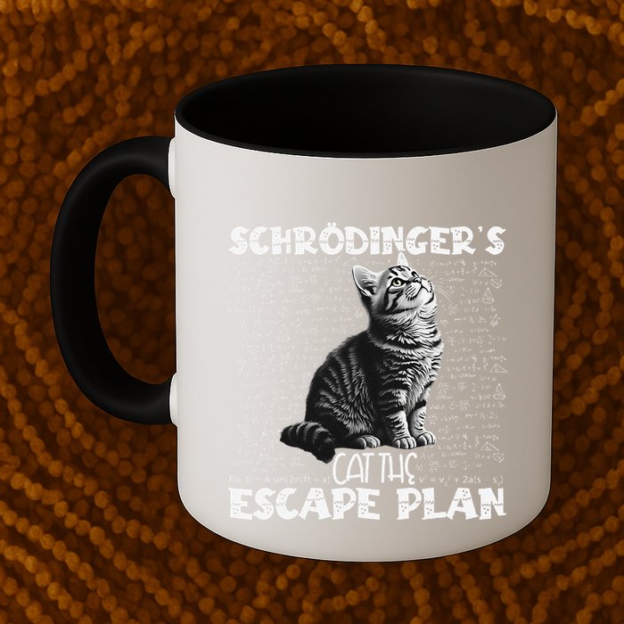 SchröDingerS Cat Escape Plan Phyzique Design Funny Cat Mug
