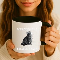 SchröDingerS Cat Escape Plan Phyzique Design Funny Cat Mug