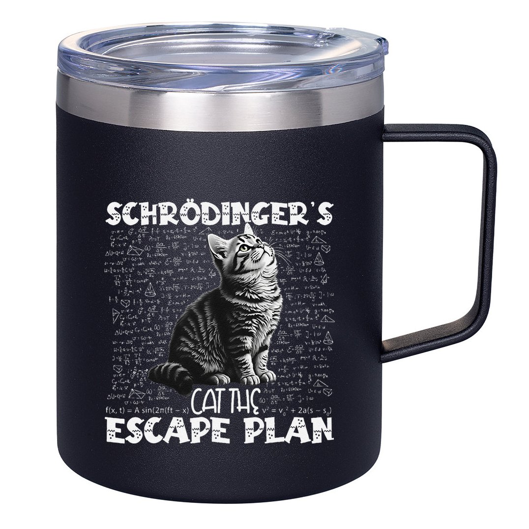 SchröDingerS Cat Escape Plan Phyzique Design Funny Cat 12oz Stainless Steel Coffee Mug