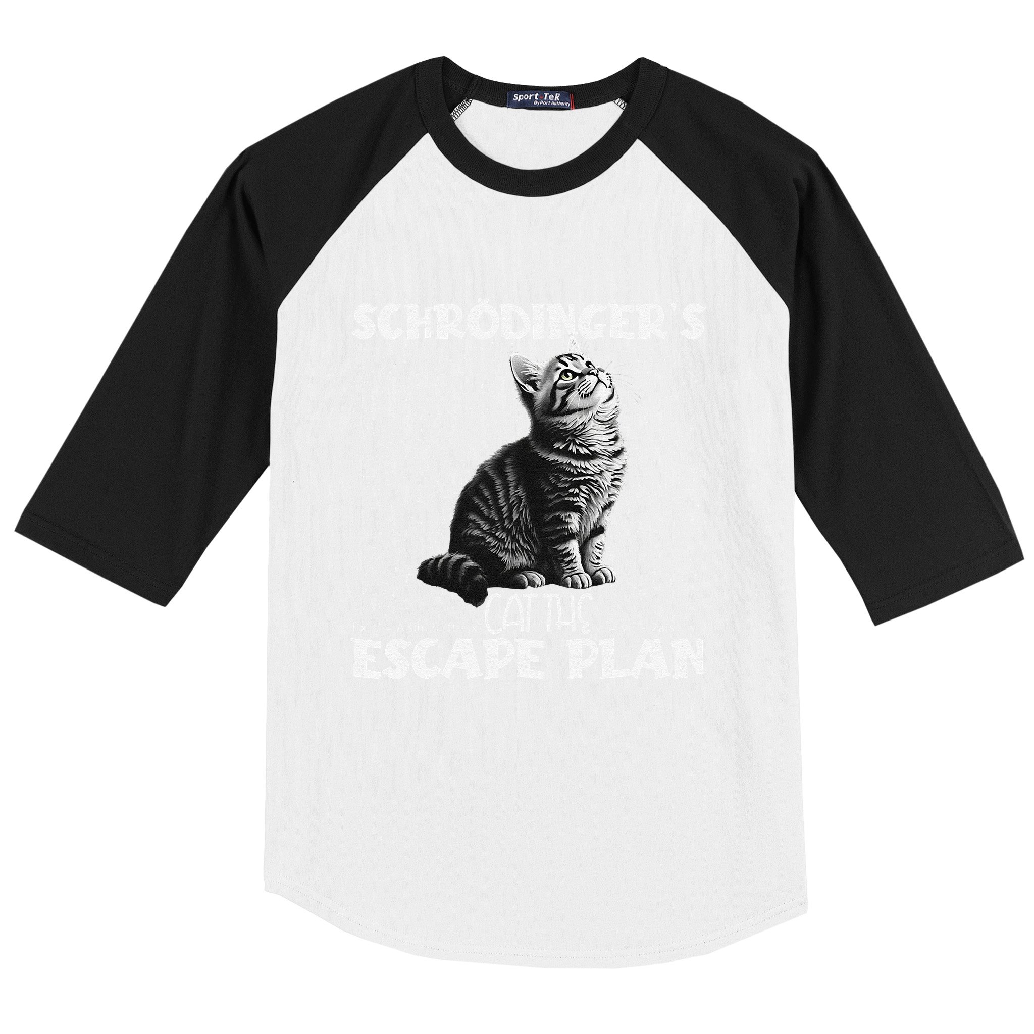 SchröDingerS Cat Escape Plan Phyzique Design Funny Cat Baseball Sleeve Shirt