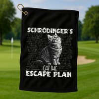 SchröDingerS Cat Escape Plan Phyzique Design Funny Cat Golf Towel