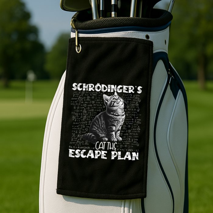 SchröDingerS Cat Escape Plan Phyzique Design Funny Cat Golf Towel