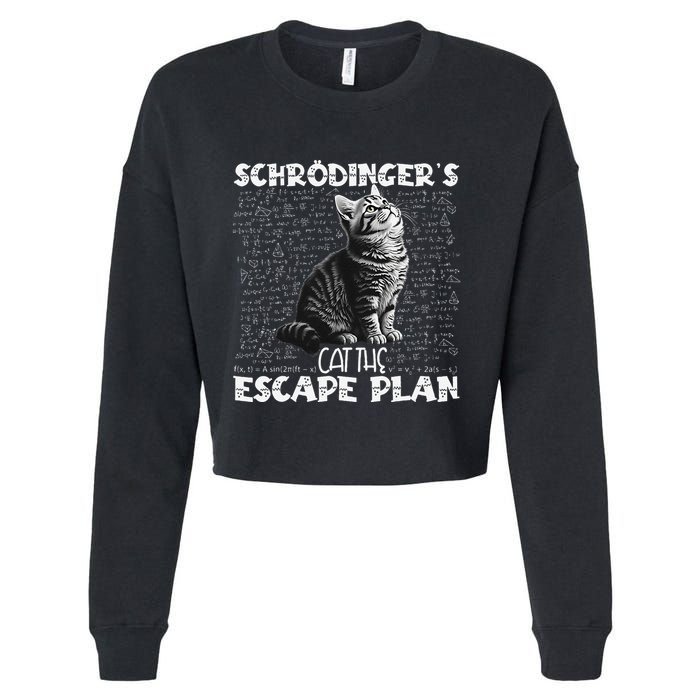 SchröDingerS Cat Escape Plan Phyzique Design Funny Cat Cropped Pullover Crew