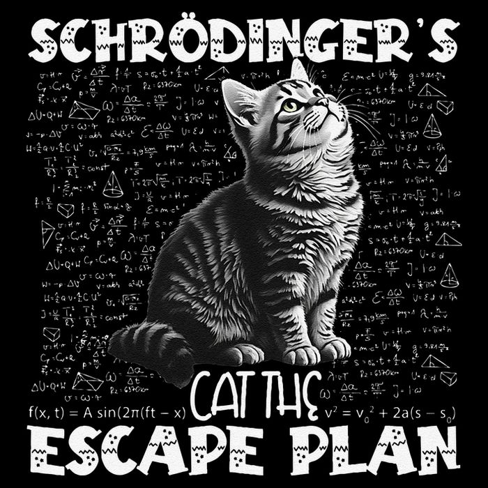 SchröDingerS Cat Escape Plan Phyzique Design Funny Cat Cropped Pullover Crew