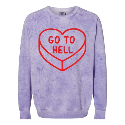 Sarcastic Cute Expression Go To Hell Candy Heart Colorblast Crewneck Sweatshirt