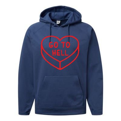 Sarcastic Cute Expression Go To Hell Candy Heart Performance Fleece Hoodie