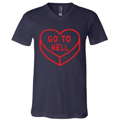 Sarcastic Cute Expression Go To Hell Candy Heart V-Neck T-Shirt