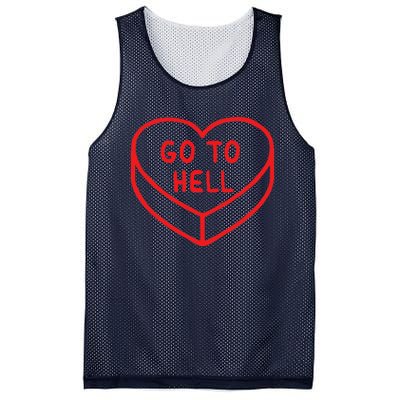 Sarcastic Cute Expression Go To Hell Candy Heart Mesh Reversible Basketball Jersey Tank