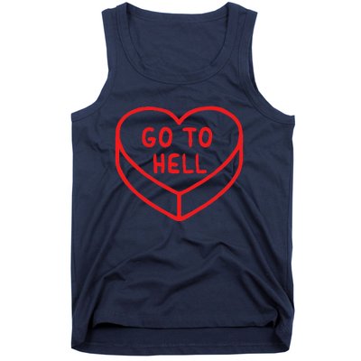 Sarcastic Cute Expression Go To Hell Candy Heart Tank Top