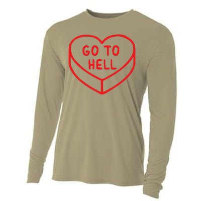 Sarcastic Cute Expression Go To Hell Candy Heart Cooling Performance Long Sleeve Crew