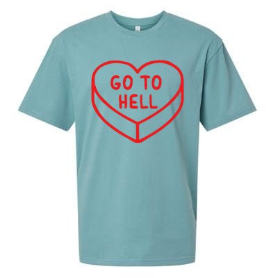 Sarcastic Cute Expression Go To Hell Candy Heart Sueded Cloud Jersey T-Shirt