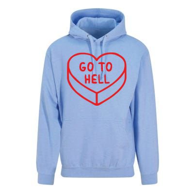 Sarcastic Cute Expression Go To Hell Candy Heart Unisex Surf Hoodie