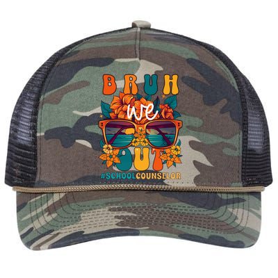 School Counselor End Of School Year Bruh We Out Gift Retro Rope Trucker Hat Cap