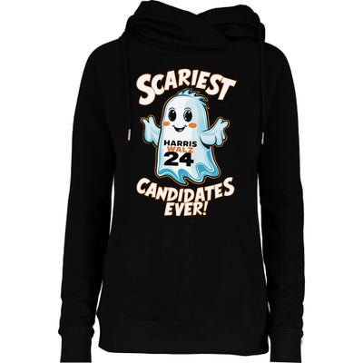 Scariest Candidates Ever Harris Walz 2024 Halloween Costume Womens Funnel Neck Pullover Hood