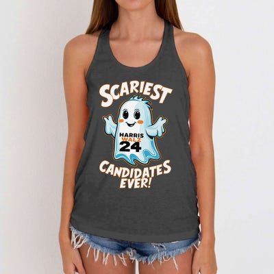 Scariest Candidates Ever Harris Walz 2024 Halloween Costume Women's Knotted Racerback Tank